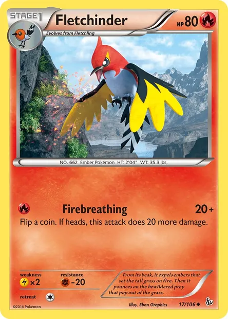 Fletchinder, Pokémon card FLF 17 — Flashfire set