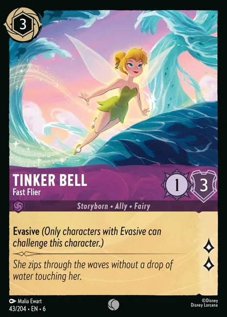 Tinker Bell - Fast Flier, Disney Lorcana card CH6-043 — Azurite Sea set