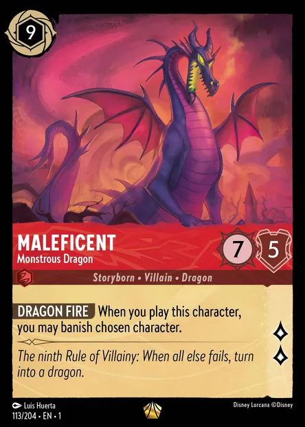 Maleficent - Monstrous Dragon, Disney Lorcana card CH1-113 — The First Chapter set