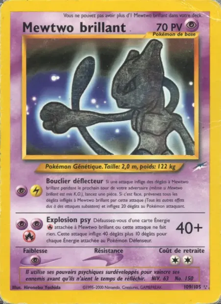 Mewtwo brillant, carte Pokémon NDE 109 — extension Neo Destiny