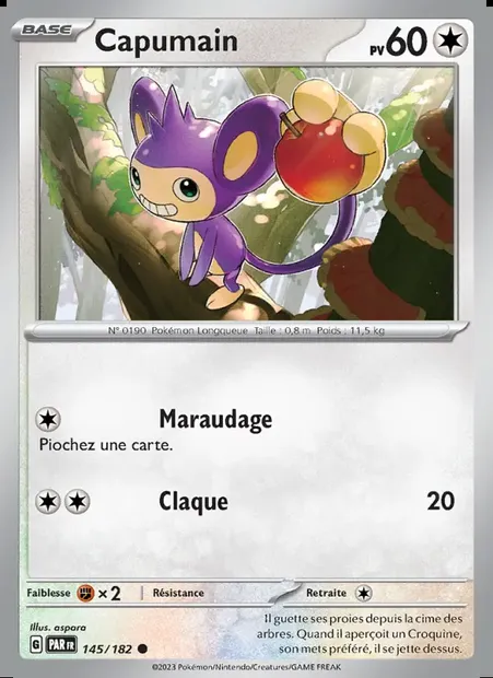 Capumain, carte Pokémon PAR 145 — extension Faille Paradoxe