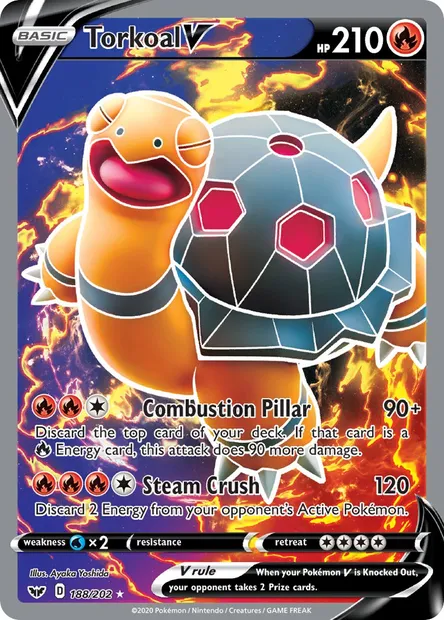 Torkoal V, Pokémon card SSH 188 — Sword & Shield set