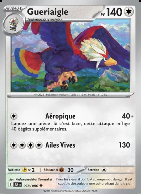Gueriaigle, carte Pokémon BLK 078 — extension Foudre Noire