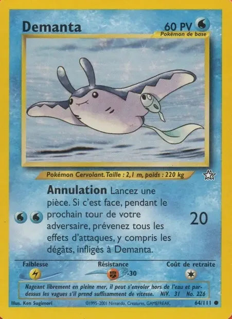 Démanta, carte Pokémon NG 64 — extension Neo Genesis