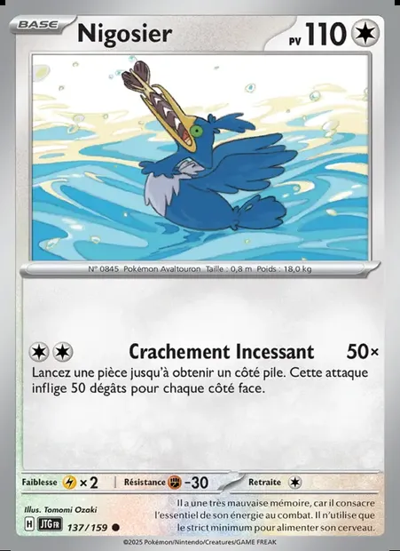Nigosier, carte Pokémon JTG 137 — extension Aventures Ensemble