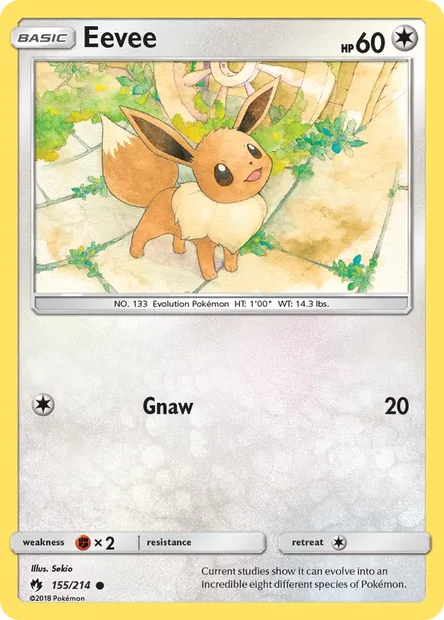 Eevee, Pokémon card LOT 155 — Lost Thunder set