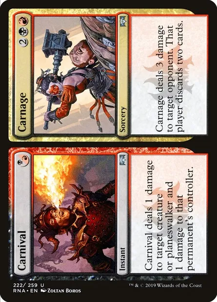 Carnival // Carnage, Magic card RNA 222 — Ravnica Allegiance set