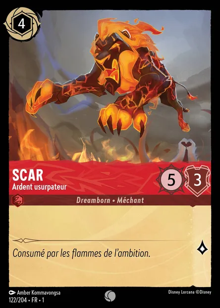 Scar - Ardent usurpateur, carte Disney Lorcana CH1-122 — extension Premier Chapitre