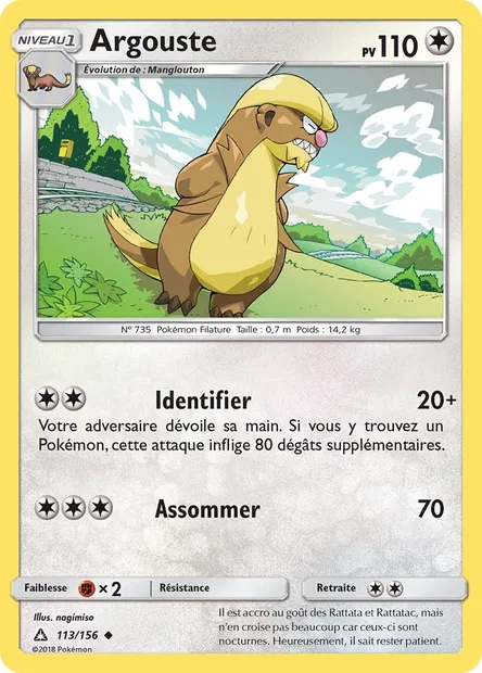 Argouste, carte Pokémon UPR 113 — extension Ultra-Prisme