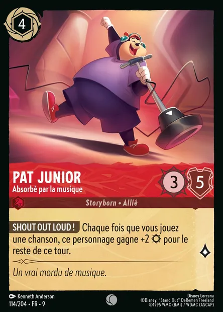 Pat Junior - Absorbé par la musique, carte Disney Lorcana CH9-114 — extension Fabuleux