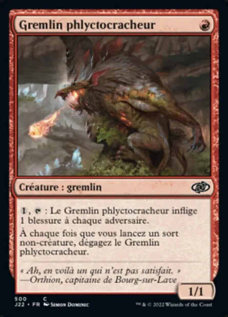 Gremlin phlyctocracheur, carte Magic J22 500 — extension Jumpstart 2022
