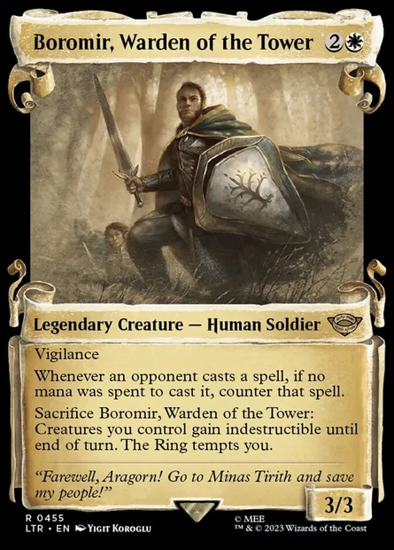 Boromir, Gardien de la Tour, carte Magic LTR 455 — extension Le Seigneur des Anneaux : chroniques de la Terre du Milieu