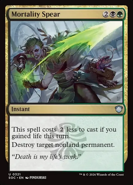 Mortality Spear, Magic card SOC 321 — Secrets of Strixhaven Commander set