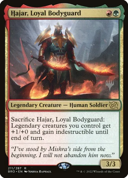 Hajar, Loyal Bodyguard, Magic card PBRO 211p — The Brothers' War Promos set