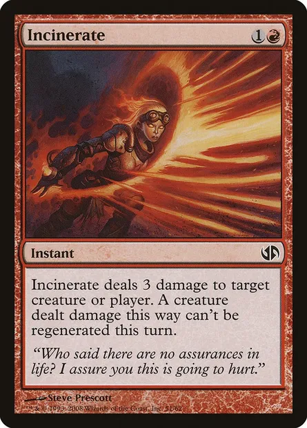 Incinerate, Magic card DD2 51 — Duel Decks: Jace vs. Chandra set