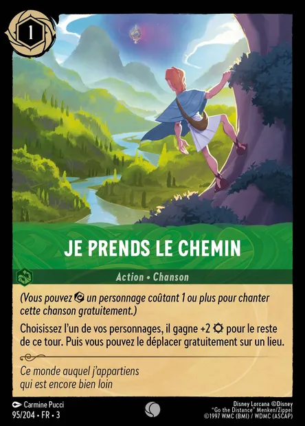 Je prends le chemin, carte Disney Lorcana CH3-095 — extension Les Terres d'Encres