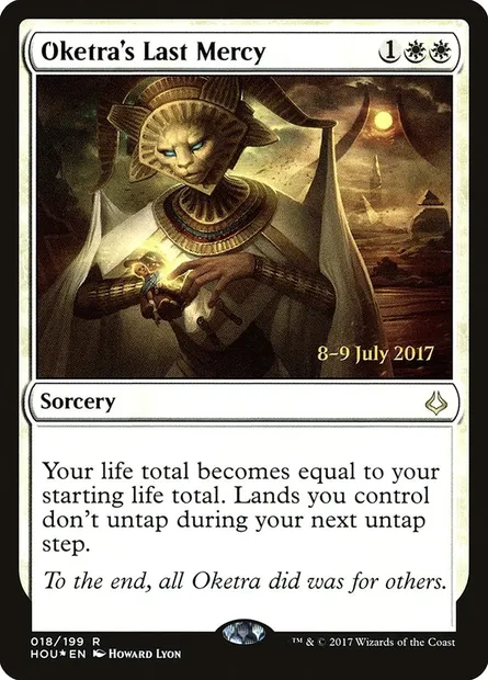 Dernière miséricorde d'Oketra, carte Magic PHOU 18s — extension Hour of Devastation Promos