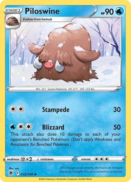 Piloswine, Pokémon card ASR 032 — Astral Radiance set