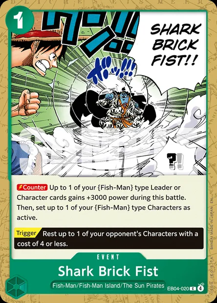 Shark Brick Fist, One Piece card EB04-020 — EGGHEAD CRISIS set