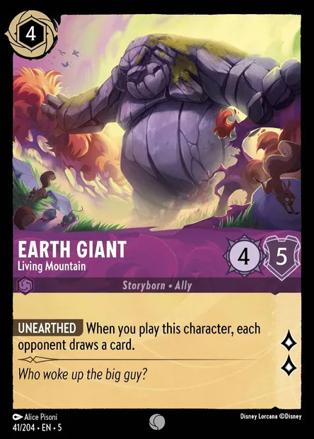 Earth Giant - Living Mountain, Disney Lorcana card CH5-041 — Shimmering Skies set
