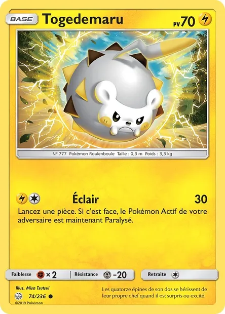 Togedemaru, carte Pokémon CEC 74 — extension Éclipse Cosmique