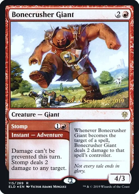 Bonecrusher Giant // Stomp, Magic card PELD 115s — Throne of Eldraine Promos set