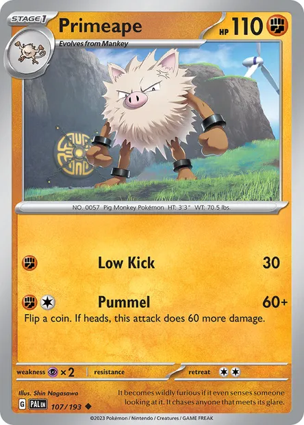 Primeape, Pokémon card PAL 107 — Paldea Evolved set