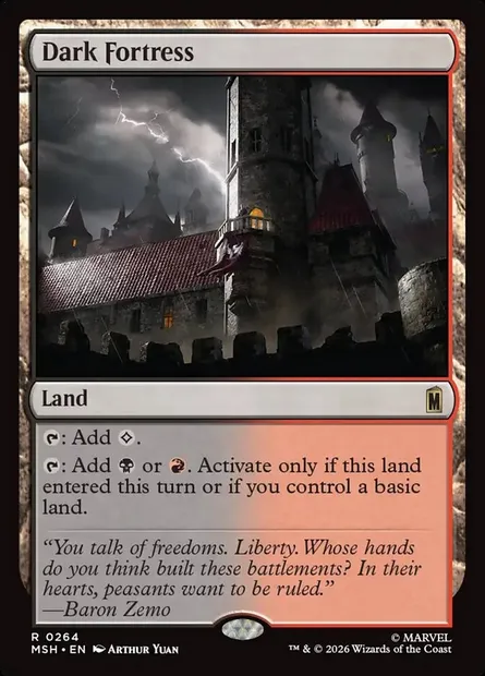 Dark Fortress, Magic card MSH 264 — Marvel Super Heroes set