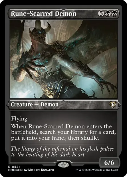 Rune-Scarred Demon, Magic card CMM 521 — Commander Masters set