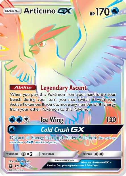 Articuno GX, Pokémon card CES 171 — Celestial Storm set