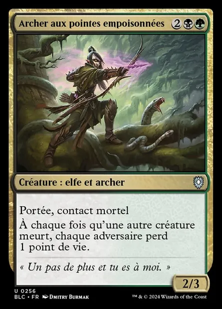 Archer aux pointes empoisonnées, carte Magic BLC 256 — extension Bloomburrow Commander