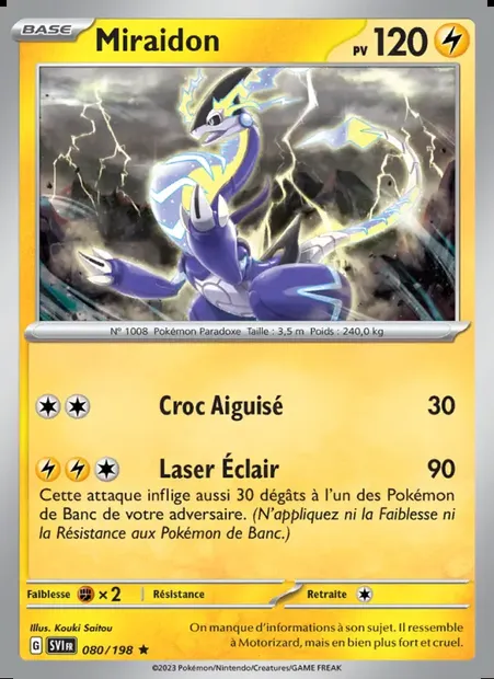 Miraidon, carte Pokémon SVI 080 — extension Écarlate et Violet