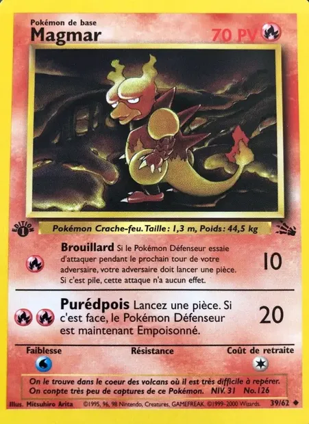 Magmar, carte Pokémon FO 39 — extension Fossile