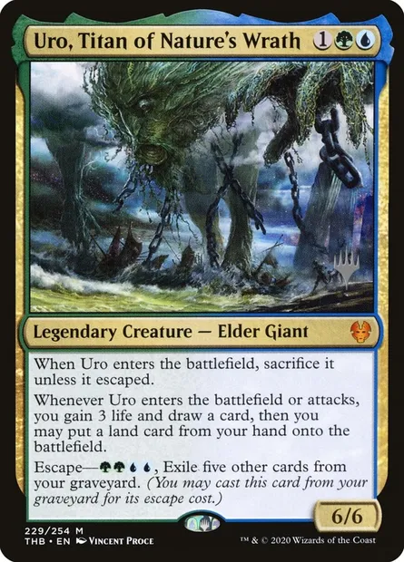 Uro, Titan of Nature's Wrath, Magic card PTHB 229p — Theros Beyond Death Promos set