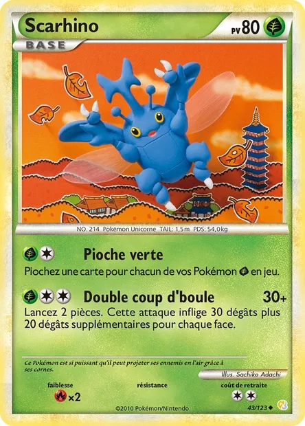 Scarhino, carte Pokémon HS 43 — extension HeartGold SoulSilver