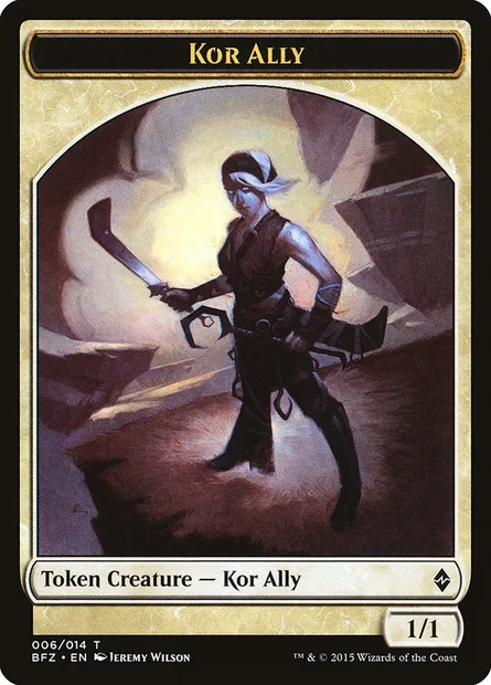 Kor Ally, carte Magic TBFZ 6 — extension Battle for Zendikar Tokens