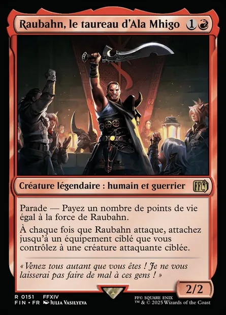 Raubahn, le taureau d'Ala Mhigo, carte Magic FIN 151 — extension Final Fantasy