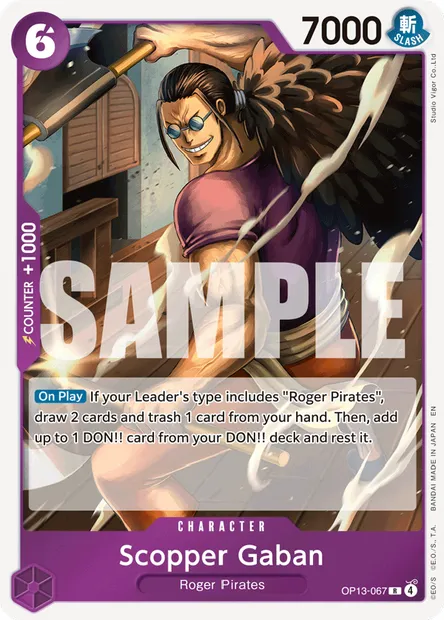 Scopper Gaban, One Piece card OP13-067 — CARRYING ON HIS WILL set