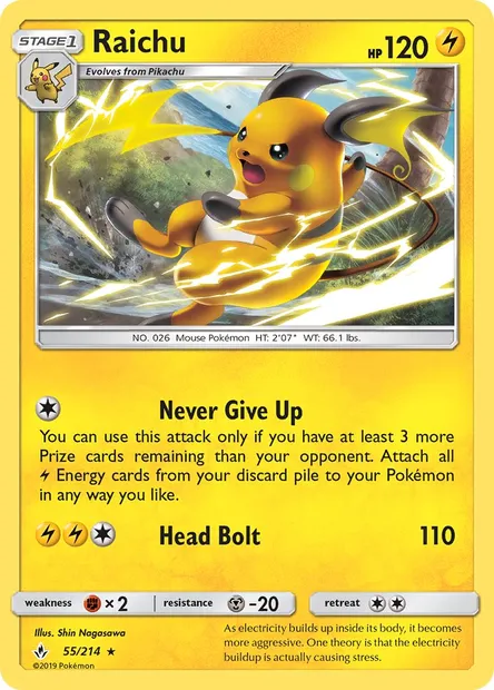 Raichu, Pokémon card UNB 55 — Unbroken Bonds set