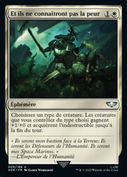 Et ils ne connaîtront pas la peur, carte Magic 40K 9 — extension Warhammer 40,000 Commander