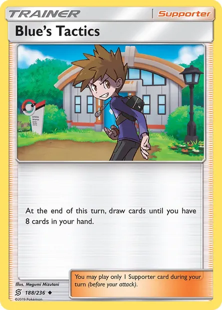 Blue’s Tactics, Pokémon card UNM 188 — Unified Minds set