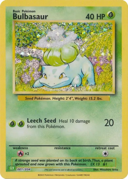 Bulbasaur, Pokémon card CLV 001 — Pokémon TCG Classic: Venusaur & Lugia ex Deck set