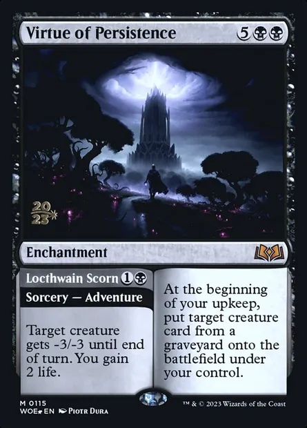 Virtue of Persistence // Locthwain Scorn, Magic card PWOE 115s — Wilds of Eldraine Promos set