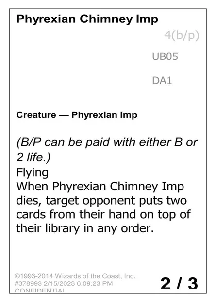 Phyrexian Chimney Imp, Magic card UNK UB05 — Unknown Event set