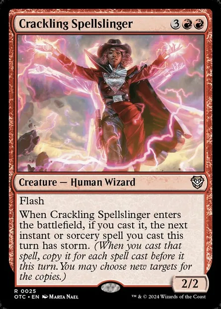 Crackling Spellslinger, Magic card OTC 25 — Outlaws of Thunder Junction Commander set