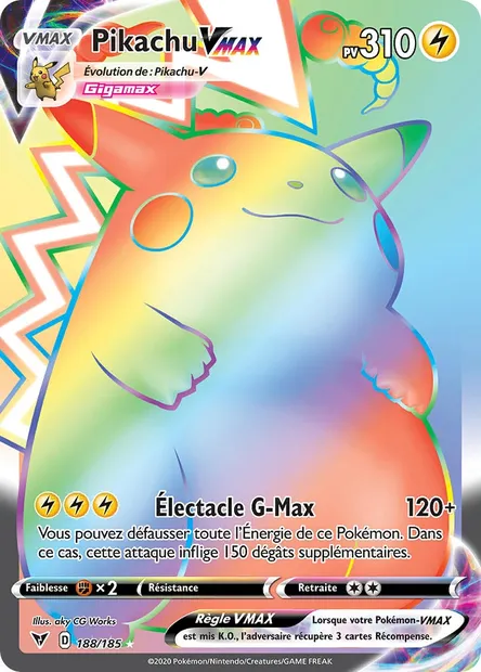 Pikachu VMAX, carte Pokémon VIV 188 — extension Voltage Éclatant