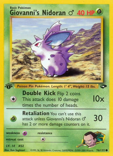 Giovanni's Nidoran ♂, Pokémon card GC 76 — Gym Challenge set