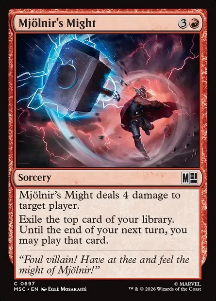 Mjölnir's Might, Magic card MSC 697 — Marvel Super Heroes Commander set