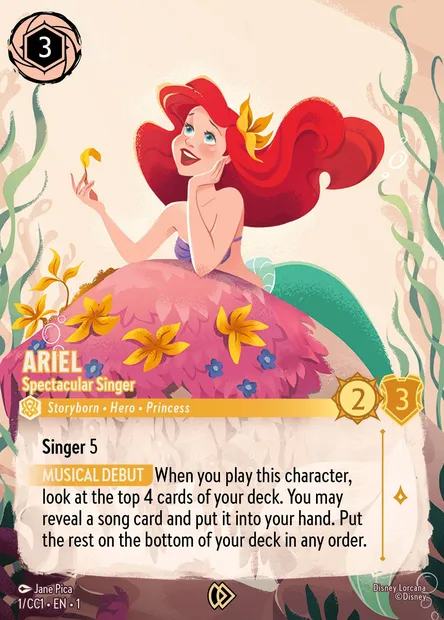 Ariel - Spectacular Singer, Disney Lorcana card CC1-001 — Curator's Collection: Heroines Edition set