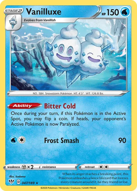 Vanilluxe, Pokémon card DAA 47 — Darkness Ablaze set